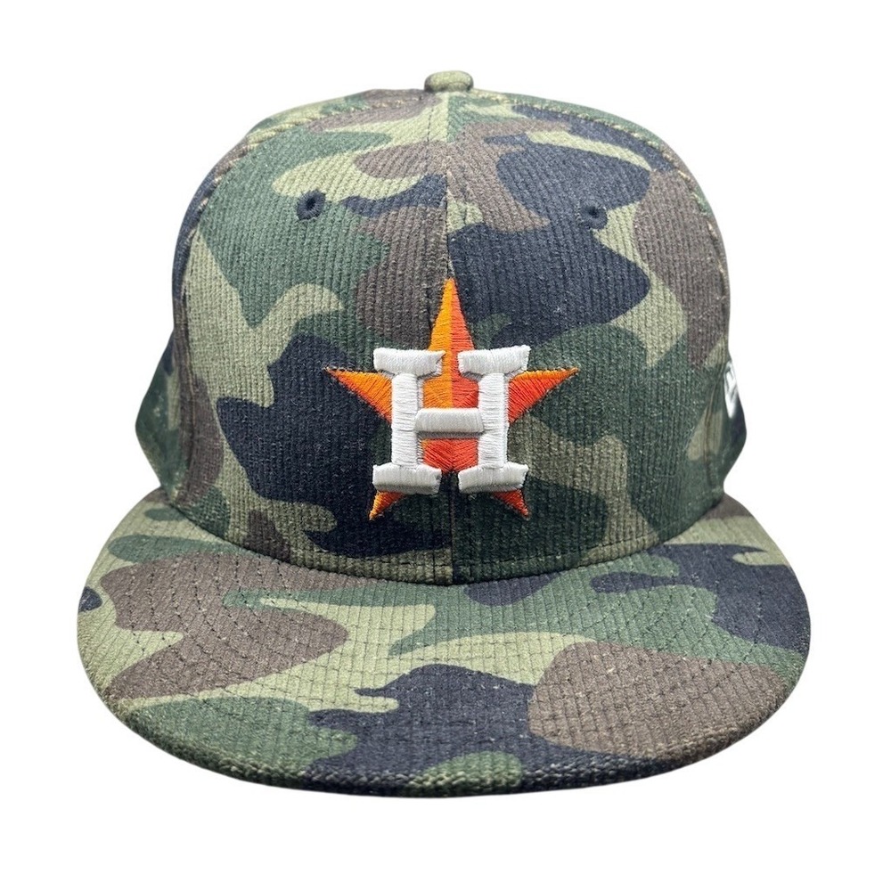New Era 59FIFTY Houston Astros Corduroy Fitted Hat Cap Green Camo Size 7 7/8